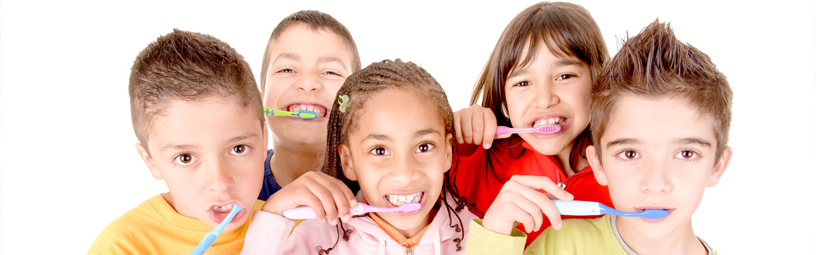 Children learning healthy tooth-brushing habits